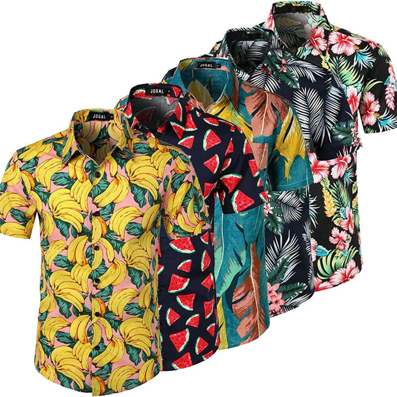 Laamei Men Hawaiian Short Sleeve Shirt 2019 New Summer Floral Printed Beach Sea Shirt Male Fashion Turn Down Shirts