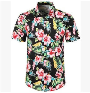 Laamei Men Hawaiian Short Sleeve Shirt 2019 New Summer Floral Printed Beach Sea Shirt Male Fashion Turn Down Shirts