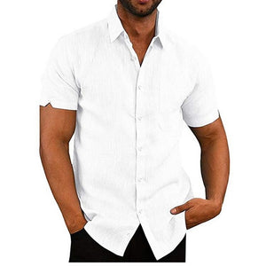 MJARTORIA 2019 Men's Shirts Solid Short Sleeve Button Casual Tops Male Streetwear Loose Summer Slim Fit Breathable Shirts