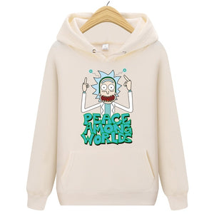 Brand Rick Morty Printed Hooded Hoodies Men Autumn Winter Cotton Long Sleeve Hip Hop Rick Morty Streetwear Clothing Man