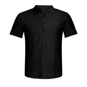 Men shirt Summer Casual Blouse Cotton Linen shirt Loose Tops Short Sleeve Tee Shirt