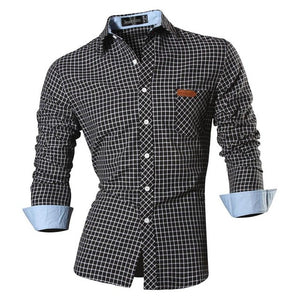 Jeansian Men's Casual Dress Shirts Fashion Desinger Stylish Long Sleeve Slim Fit 8615 Navy2