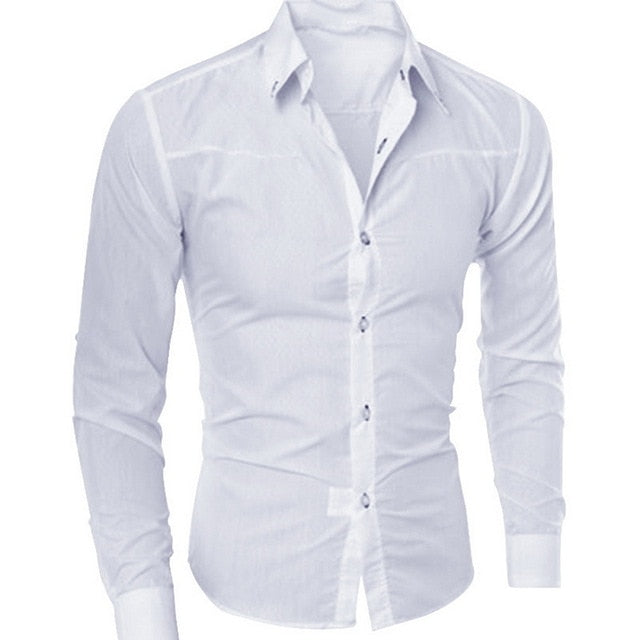 NIBESSER Spring Long Sleeve Formal Shirts For Men Solid Slim Basic Turn-down Collar Business Dress Shirts Camisas Masculina