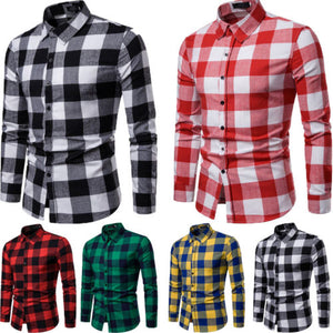 Spring New Mens Plaid Flannel Lumberjack Tartan Check Shirt Brushed Cotton Casual Shirts Fashion Streetwear