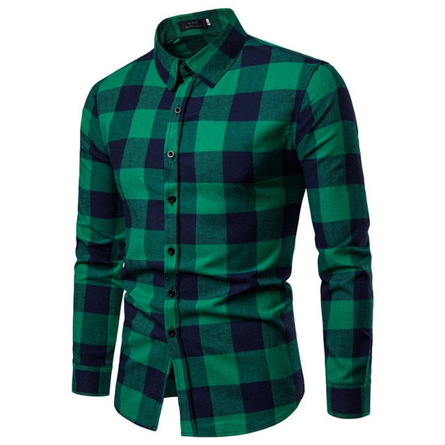 Spring New Mens Plaid Flannel Lumberjack Tartan Check Shirt Brushed Cotton Casual Shirts Fashion Streetwear