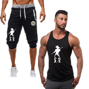 2019  new Cotton vest+Cotton Shorts Sets Men Printed Summer  Casual vest men Tracksuits Brand Clothing Tops Fitness vest Male