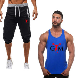 2019  new Cotton vest+Cotton Shorts Sets Men Printed Summer  Casual vest men Tracksuits Brand Clothing Tops Fitness vest Male