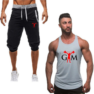 2019  new Cotton vest+Cotton Shorts Sets Men Printed Summer  Casual vest men Tracksuits Brand Clothing Tops Fitness vest Male