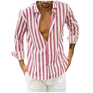 Men's Winter Shirt Men Fashio Vertical Striped Slim Fit Long Sleeve Casual Button Down Dress Shirts Shirt Men Casual