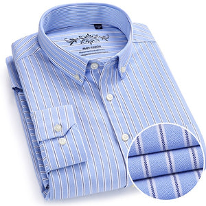 Men's Plaid Checked Oxford Button-down Shirt Chest Pocket Smart Casual Classic Contrast Standard-fit Long Sleeve Dress Shirts