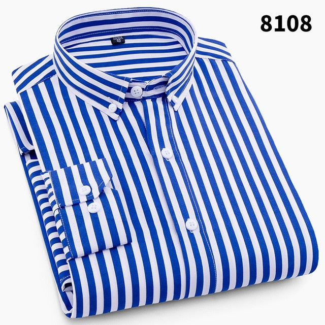 Quality Summer Brand Men Casual Dress Shirts New Turn Down Collar Mans Short Sleeve Shirt Striped Soft Breathable Male Outwears