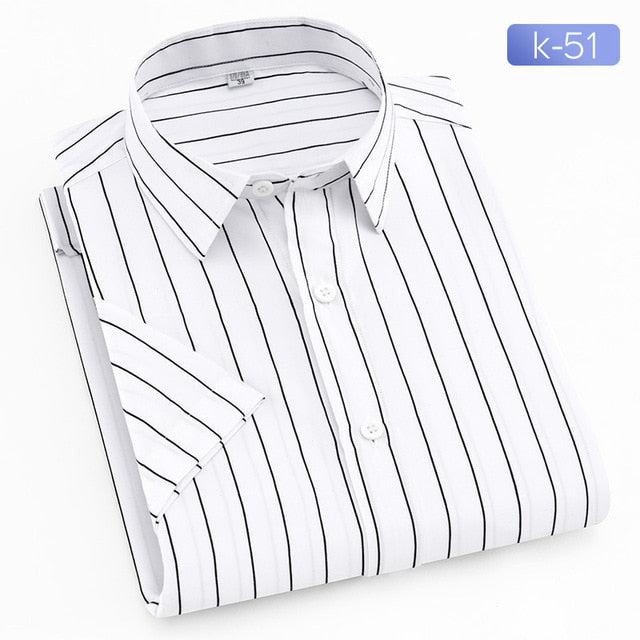 Quality Summer Brand Men Casual Dress Shirts New Turn Down Collar Mans Short Sleeve Shirt Striped Soft Breathable Male Outwears