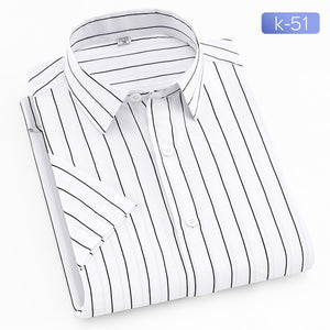 Quality Summer Brand Men Casual Dress Shirts New Turn Down Collar Mans Short Sleeve Shirt Striped Soft Breathable Male Outwears