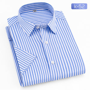 Quality Summer Brand Men Casual Dress Shirts New Turn Down Collar Mans Short Sleeve Shirt Striped Soft Breathable Male Outwears