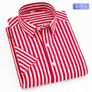 Quality Summer Brand Men Casual Dress Shirts New Turn Down Collar Mans Short Sleeve Shirt Striped Soft Breathable Male Outwears