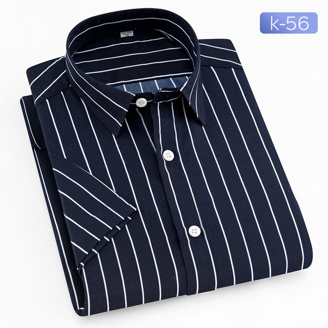 Quality Summer Brand Men Casual Dress Shirts New Turn Down Collar Mans Short Sleeve Shirt Striped Soft Breathable Male Outwears