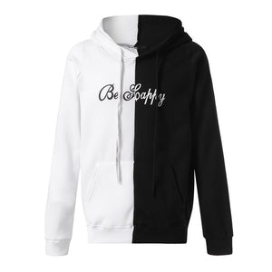 Mens Hoodies Sweatshirt Happy Smiling Face Print Mens Patchwork Hoodies Long Sleeve Hooded Pullover Jumper Sweatshirts Men