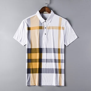 2019 summer polo shirt men brand clothing cotton short sleeve business casual plaid designer homme camisa breathable plus size