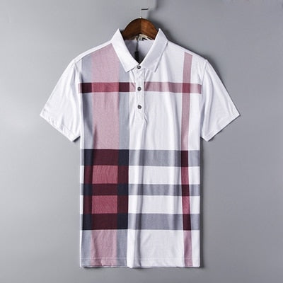 2019 summer polo shirt men brand clothing cotton short sleeve business casual plaid designer homme camisa breathable plus size