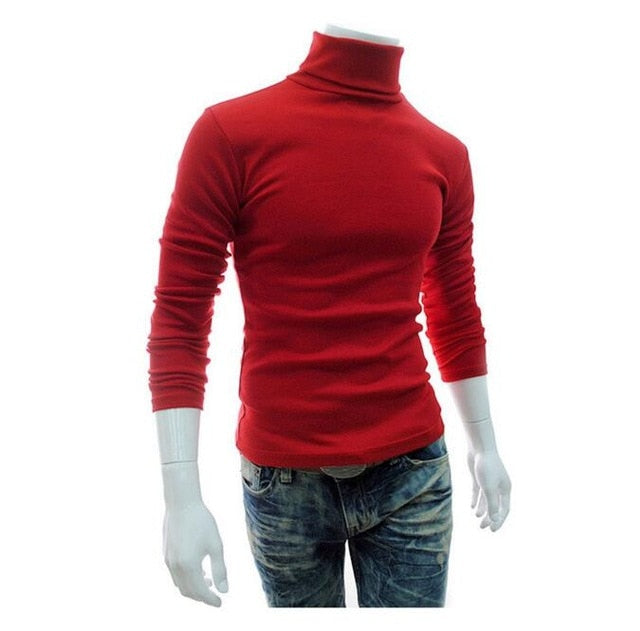 2019 New Autumn Winter Men'S Sweater Men'S Turtleneck Solid Color Casual Sweater Men's Slim Fit Brand Knitted Pullovers